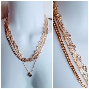 Adornia Multi Strand Necklace Goldtone